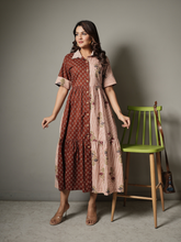 Block Print Half and Half Flower Dress